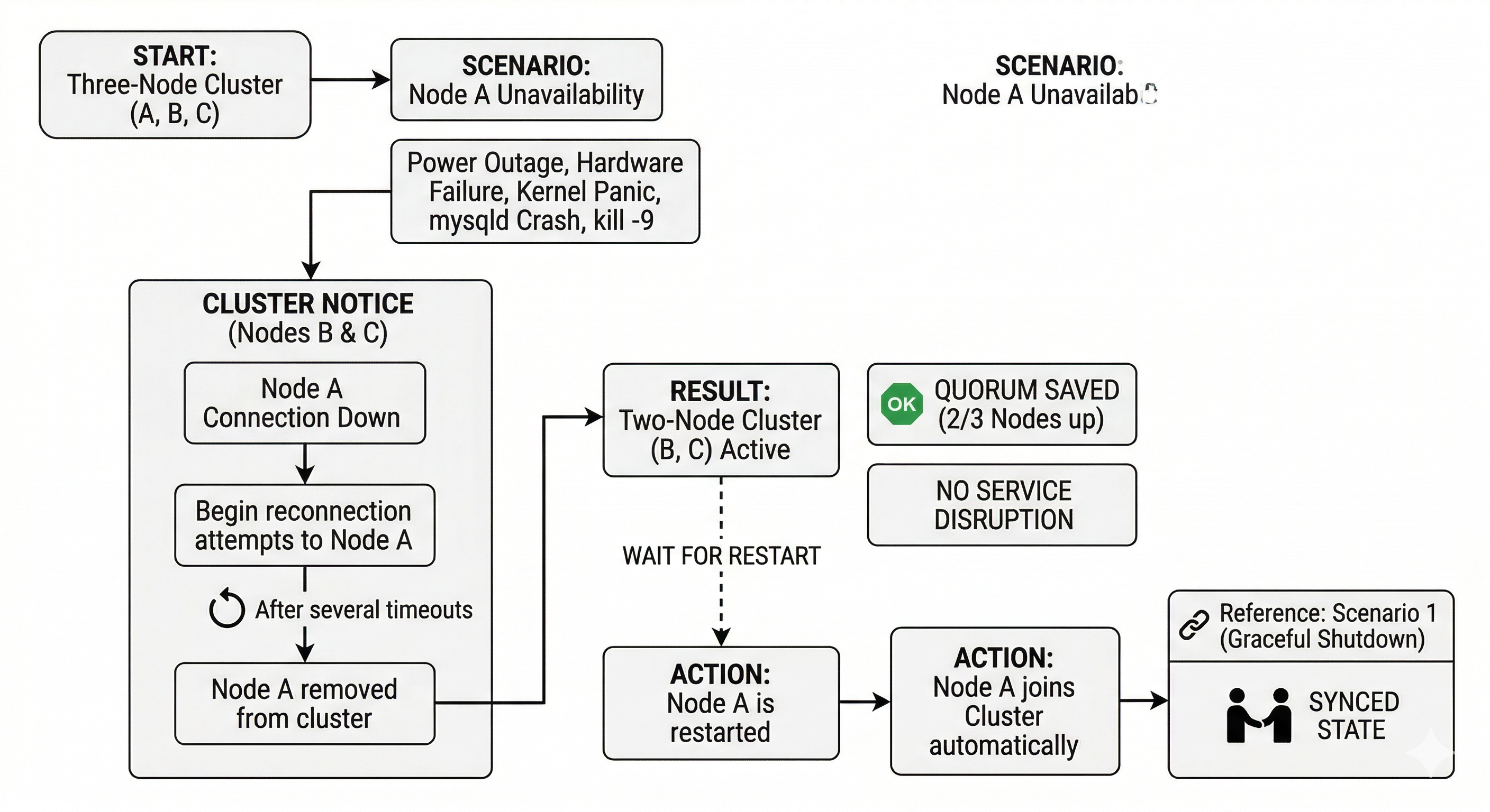 Scenario 4: One node disappears from the cluster