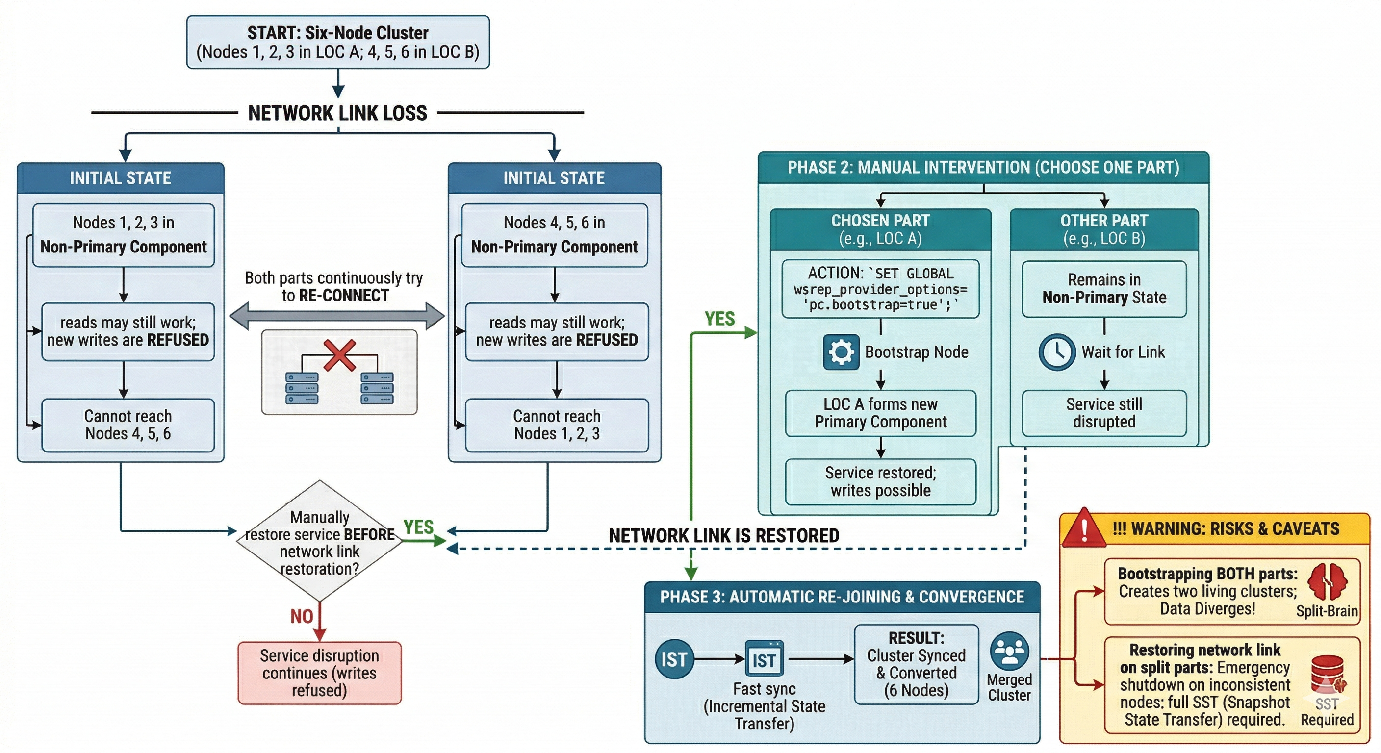 Scenario 7: Split brain; cluster loses primary state